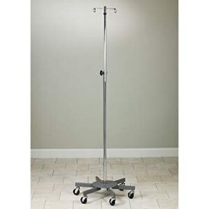 Clinton IV-33 IV Pole, 6 Leg Heavy Base with 2 Hooks