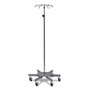 Clinton IV-334 IV Pole, 6 Leg Heavy Base with 4 Hooks