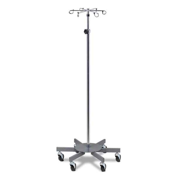 Clinton IV-334 IV Pole, 6 Leg Heavy Base with 4 Hooks